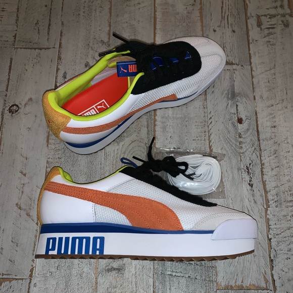 Puma Shoes - 🔥PUMA ROMA🔥 AMOR WMN SNKRS -White/Mandarin 🔥